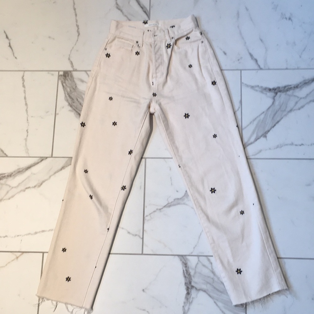 PacSun White Daisies High Rise Straight Leg Jeans